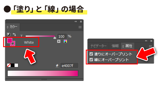 線と塗りにオーバープリント